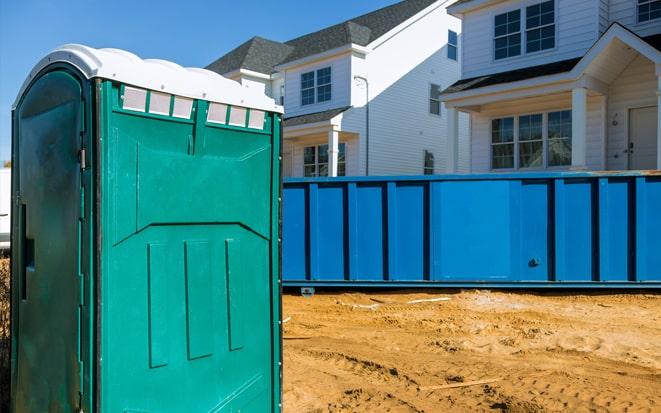 portable toilet and dumpster at a construction site in Wilmington DE